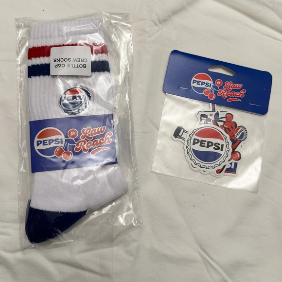 Pepsi x Law Roach Cropped Sateen Jacket Bottle Cap Tee Socks Stickers - Picture 7 of 10